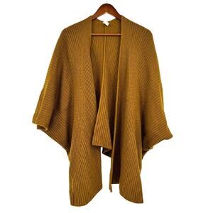 Akemi + Kin Anthropologie Mustard Short Sleeve Cardigan open Sweater One Size